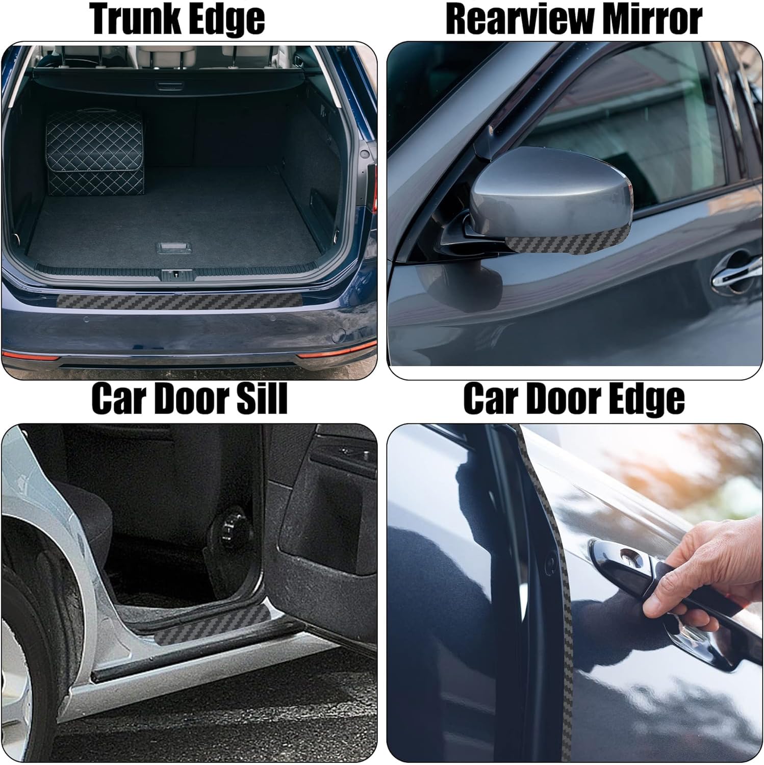 2-Pack Carbon Fiber Car Door Edge Guard Film - 3.9 X 118 Inch Anti-Scratch Protector For Most Vehicles - View #4