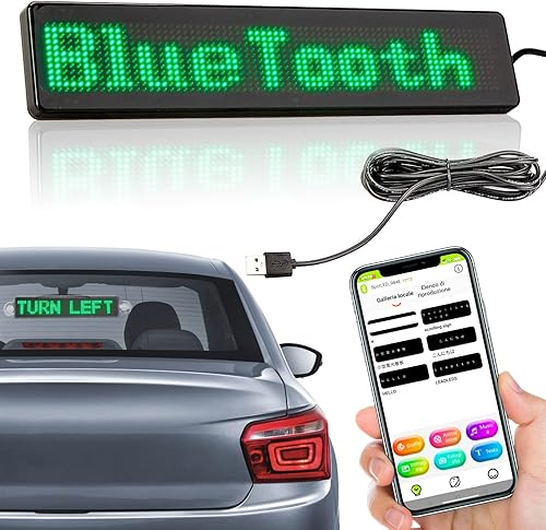 Vista 2 de Leadleds Desplazamiento LED Car Sign Tablero de mensajes App programable para coche, tienda, tienda (verde) Verde,RGB,Blanco