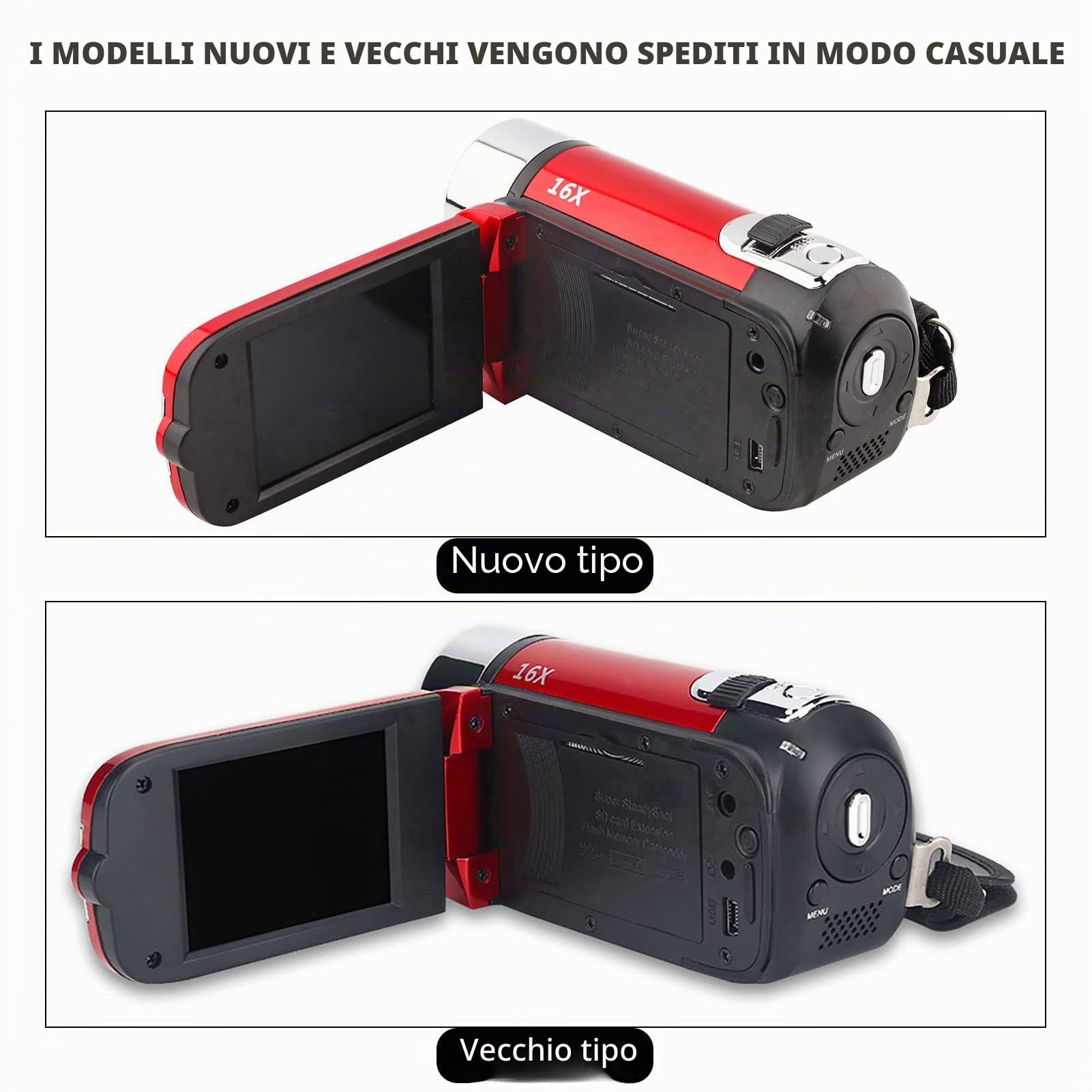 Bewinner Videocamera Digitale 1080P, Camcorder FHD 16MP Camera, 16X Zoom Digitale, 2.4" Schermo Rotazione a 270°, Video Camera per Party, Picnic all'aperto, Campeggio