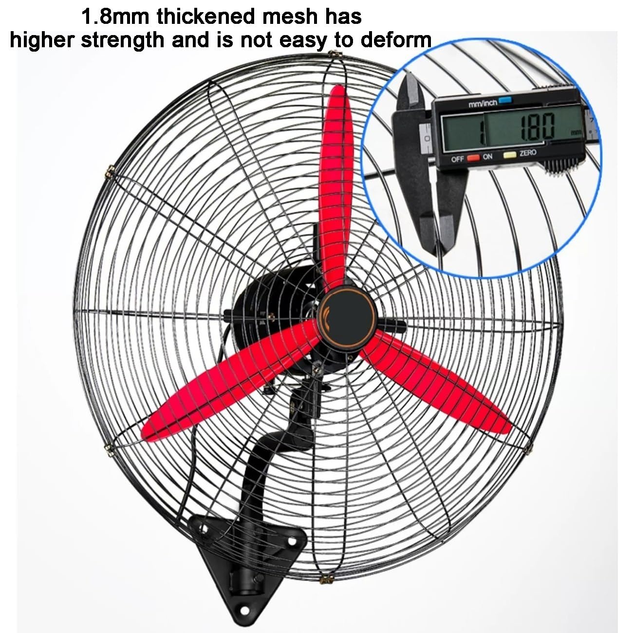 Ventilateur Mural Oscillant 55 Cm/65 Cm/75 Cm Avec 3 Vitesses, Tête Oscillante À 120 Degrés, Pour La Maison, Le Bureau, L'atelier, L'usine Et Le Sous-sol(65cm/26in)