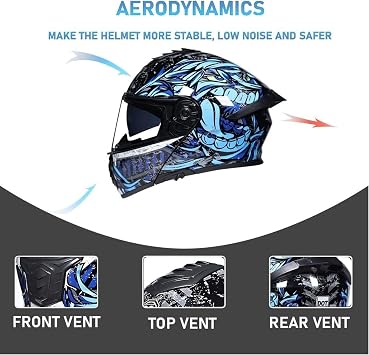 Bluetooth Modular Motorcycle Helmet, DOT FMVSS 218 Approved Flip Up Full Face Dual Visor Helmet, with Waterproof Bluetooth can Support Two-Person Intercom, for Adults Men Women M~L