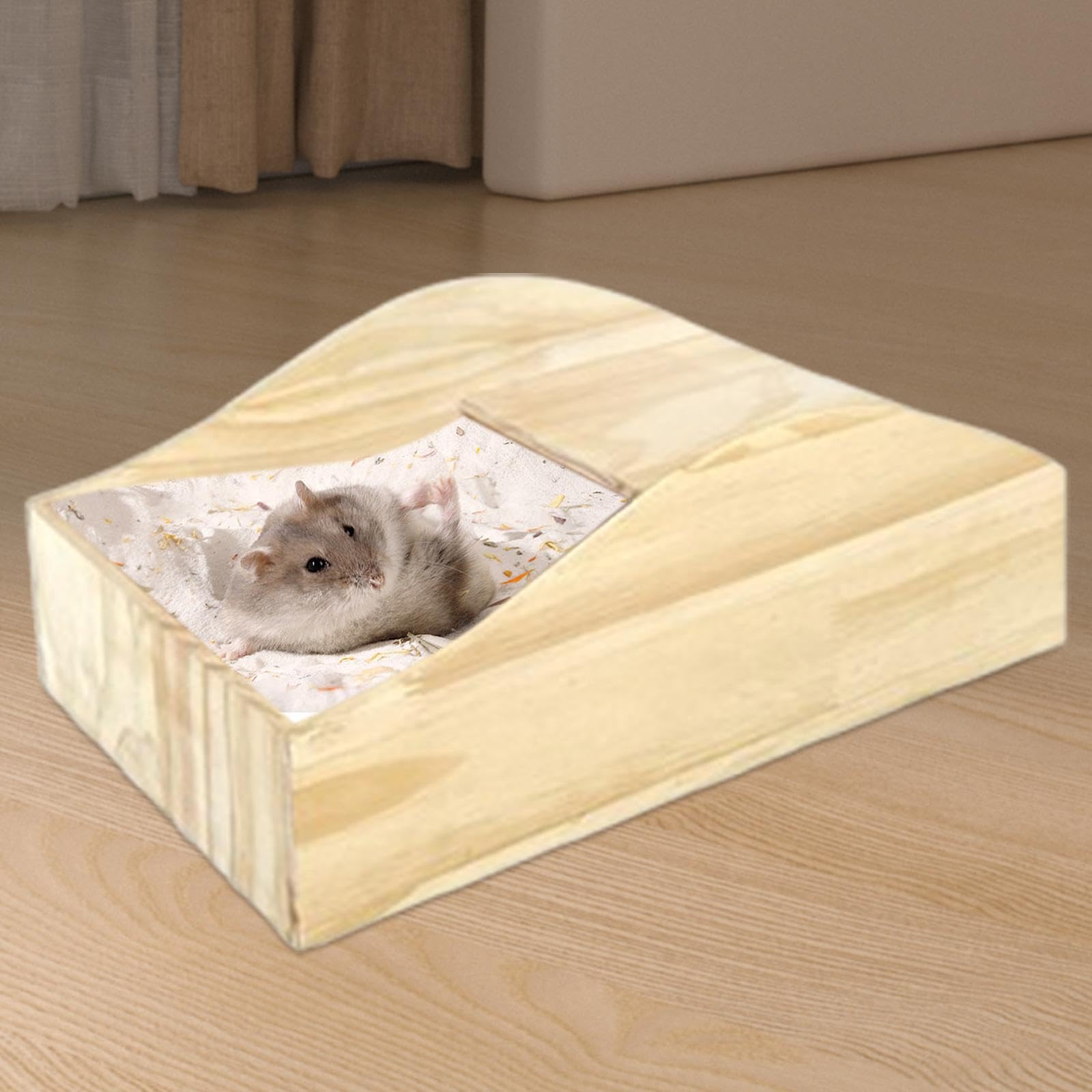 Sandbadewanne für Hamster, Hamstertoilette Aus Holz, Leicht zu Reinigen, Duschbehälter für Kleintiere, Sandbadewanne für Kleintiere, L