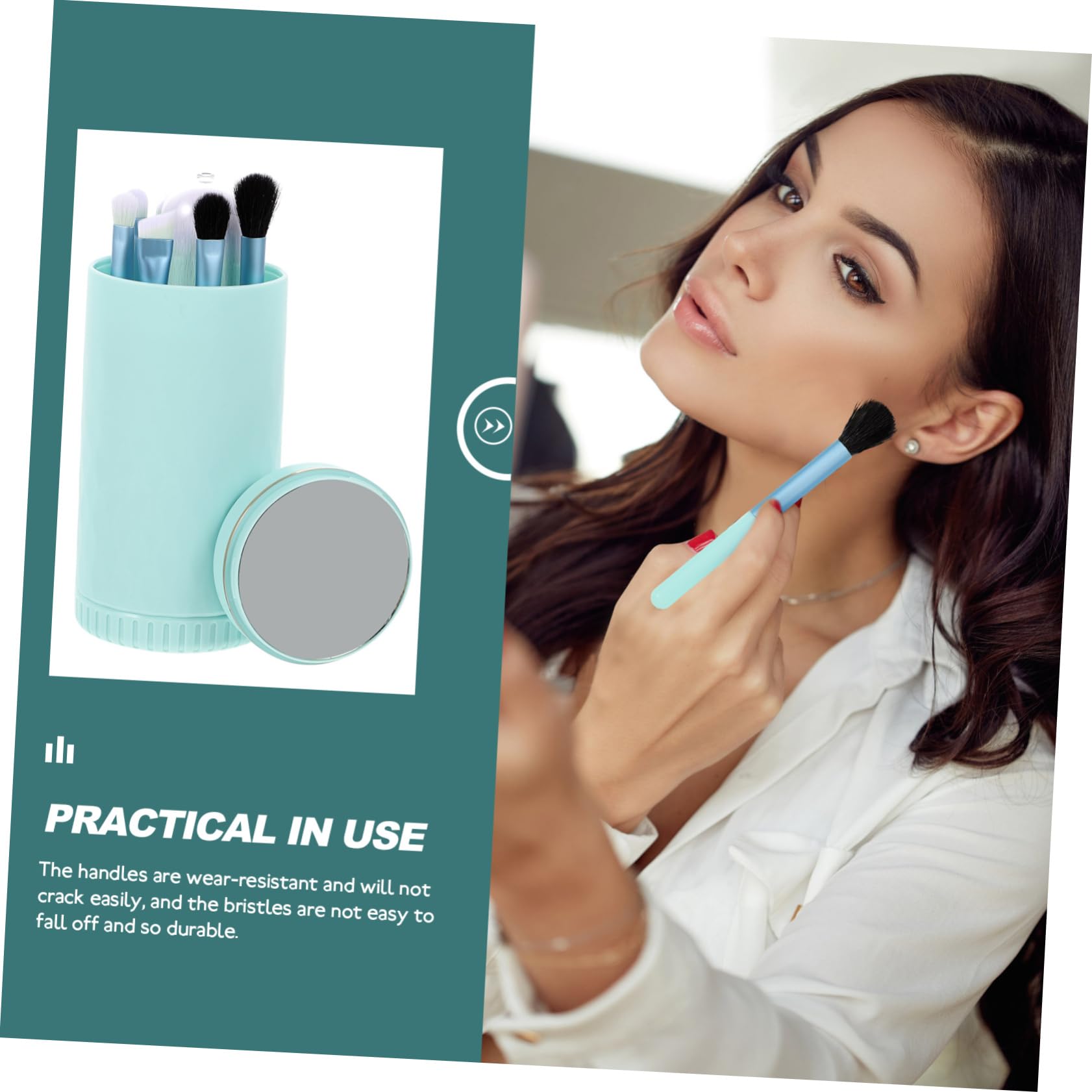 Healeved 5ensembles Set De Pinceaux De Maquillage Avec Miroir Portable De Pinceaux Fibres Synthétiques Pour Blush Et Maquillage Transparent Parfait Pour Voyage Et