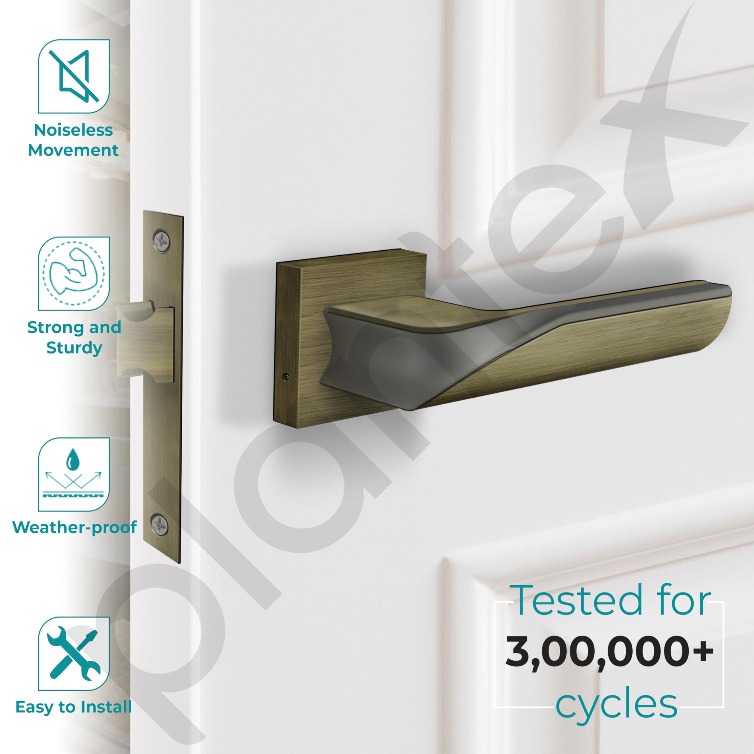 Plantex Heavy Duty Door Lock Bathroom Door Lock/Mortise Keyless Handle Set for Home/Bathroom/Store Room/Balcony/Office with Baby Latch (7086 – Brass Antique/Satin Black) — Amazon image 2