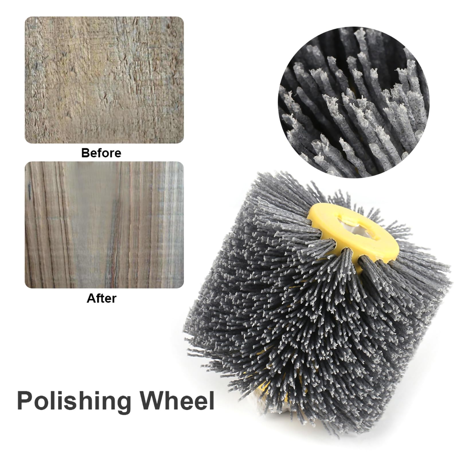Wire Drawing Wheel Brush Burnishing Polishing Wheel Grit 120 Abrasive Wire Material High Melting Point Chemical Strong for Derusting Deburring Cleaning Wooden Floor