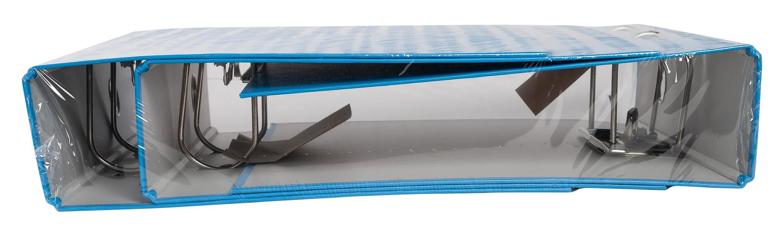 Exacompta - Ref. 918412SE - Caja de 4 paquetes de 3 archivadores de palanca - Espalda de 80 mm - Tamaño A4 - Exterior de polipropileno/interior de papel - Azul claro