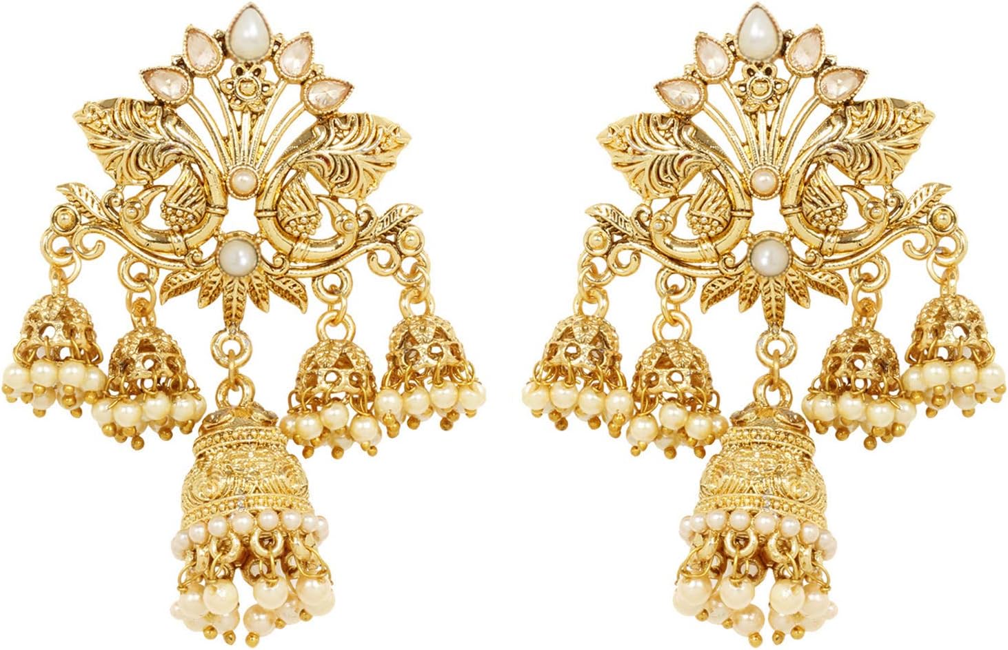 Ratna creation SANARA Indian Bollywood Traditional Ethnic Gold Tone Jhumka Jhumki Earrings Wedding Partywear Jewelry