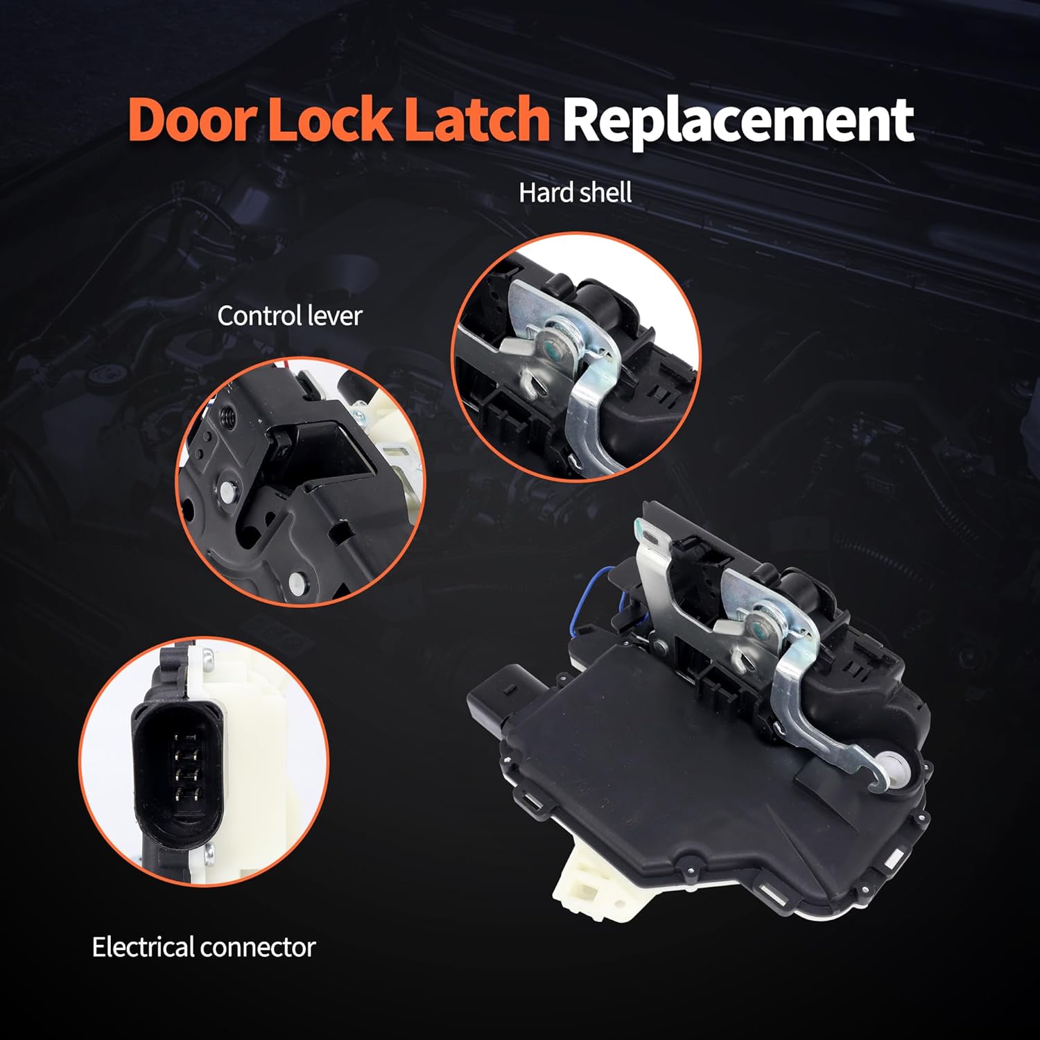 HiSport Front Right Side Door Latch Lock Actuator 3B1837016A Replacement for Volkswagen VW Beetle Golf GTI Jetta Passat Rabbit 8Pins Replace 3B1837016AC