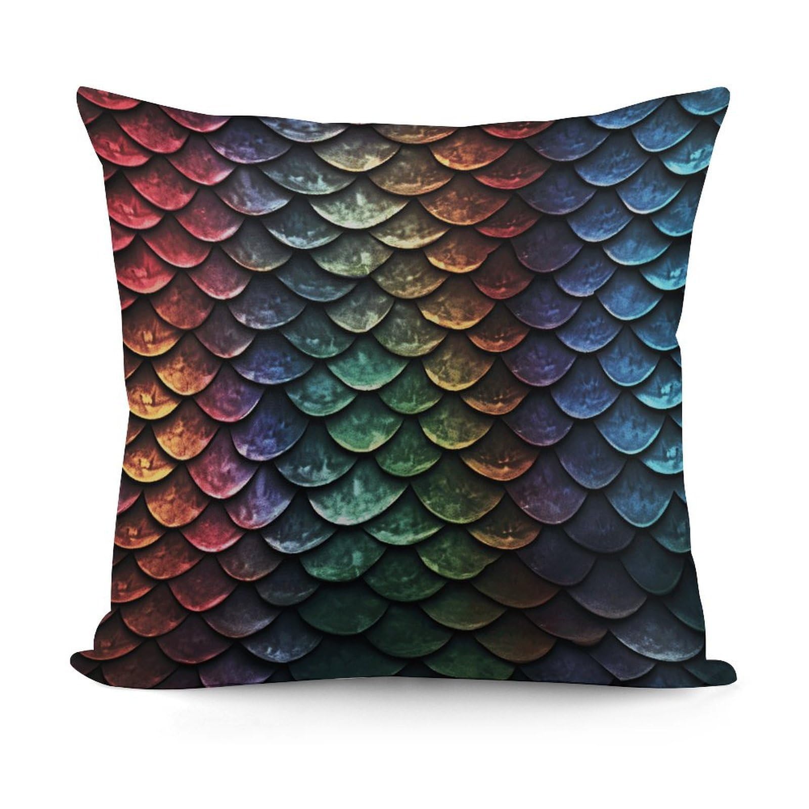 VstaDank Decorative Dragon Scale Throw Pillow Covers Luxury Soft Pillowcases Fluffy Plush Accent Pillow Cases Personalized Square Lumbar Pillows Shells for All Seasons 18" X 18"