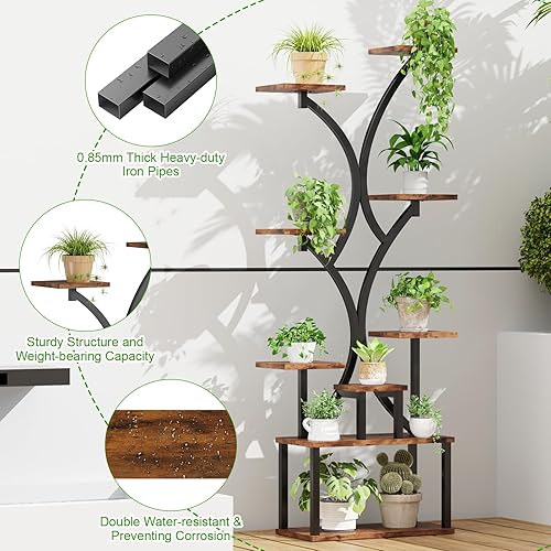 Miniatura 6 de Soporte para plantas de interior con luces de crecimiento, estante para plantas de 9 niveles para interiores, soporte de esquina de 60 pulgadas para