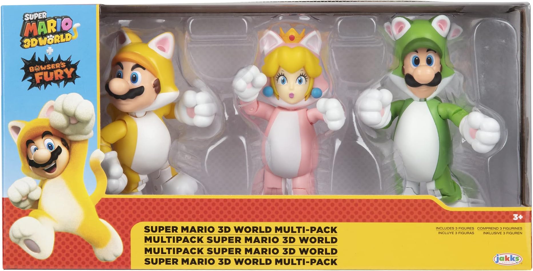 SUPER MARIO Nintendo Super Mario 3D World Cat Figures, Pack of 3, 10 cm