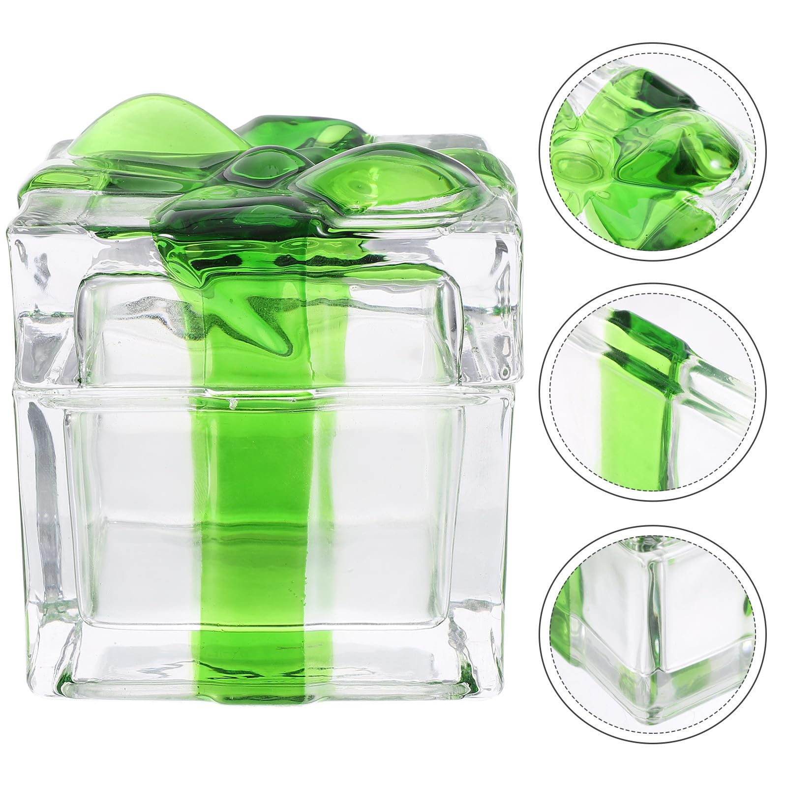 DOITOOL Bonbonnière en Cristal Décorative Verte, Couvercle Boîte à Bonbons