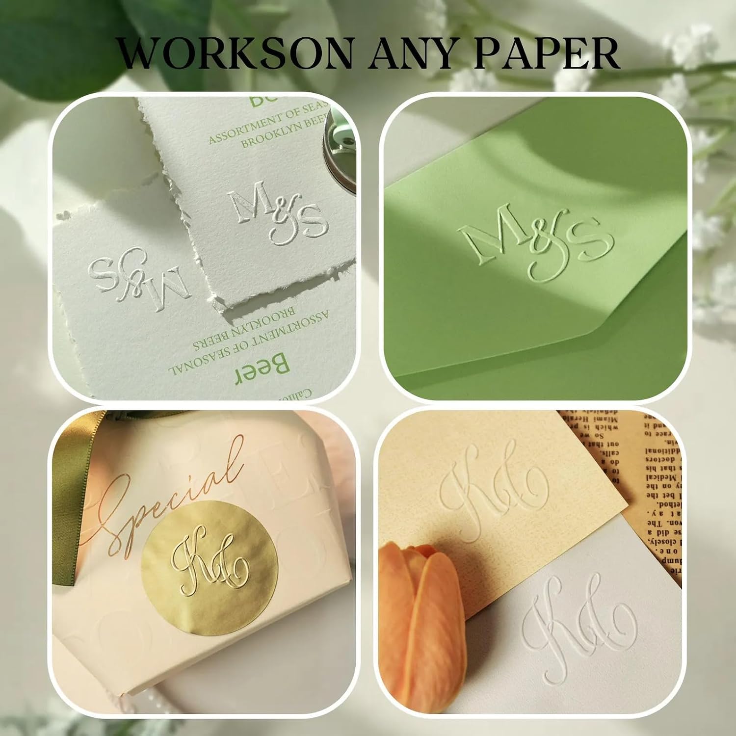 Custom Wedding Embosser, Personalized Monogram Stamp