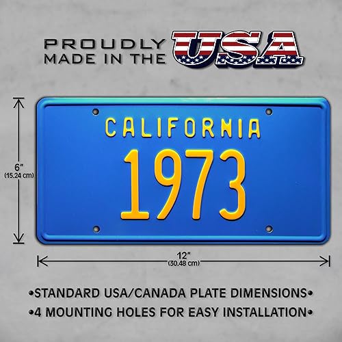 Miniatura 3 de California Vintage Hot Rod  1973  Placa de matrícula de tocador con estampado de metal