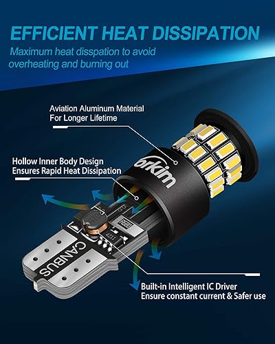 Miniatura 76 de Yorkim Bombilla LED 7440, luces rojas brillantes, bombillas LED T20, 7443 LED, 7441 LED, W21W LED, 7444 bombillas, para luz de marcha atrás/de Rojo