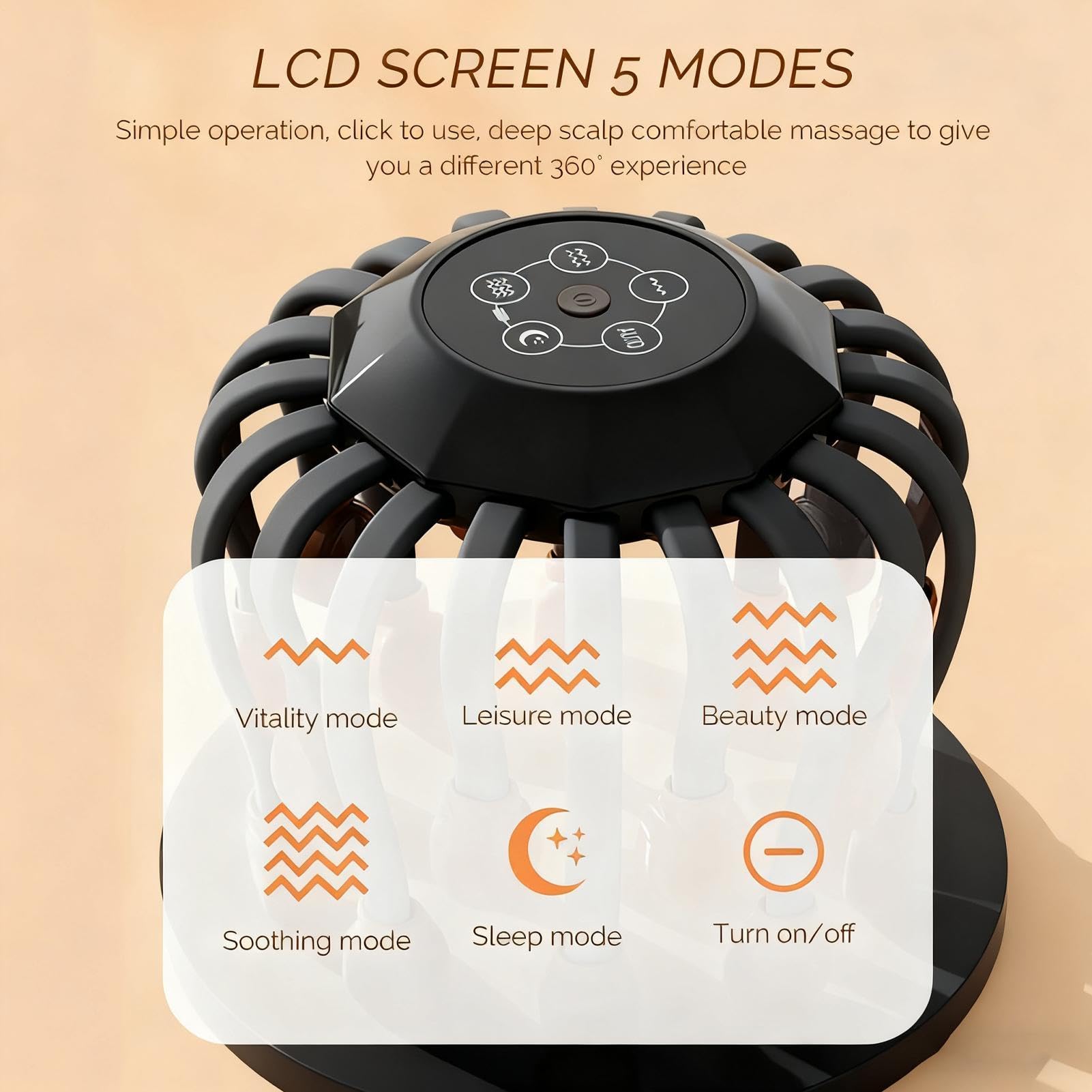 Kopfhautmassagegerät – 20-Knoten-Vibrations-Gerät, 360-Grad-Massage