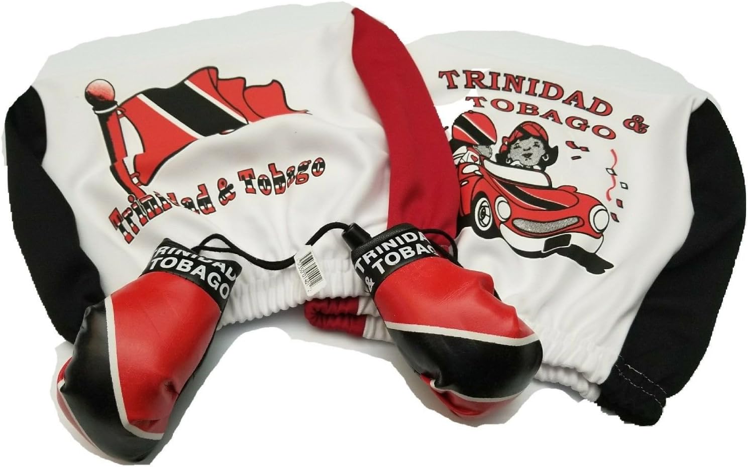 Trinidad & Tobago Headrest Cover Flag Fit for Cars Vans Trucks-Sold by a Pairs w/ Trinidadian boxing gloves
