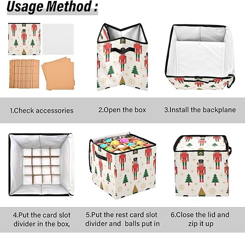 Miniatura 6 de Kigai Caja de almacenamiento de cascanueces de Navidad con cremallera y divisores ajustables de 13 x 13 pulgadas, accesorios de decoración de