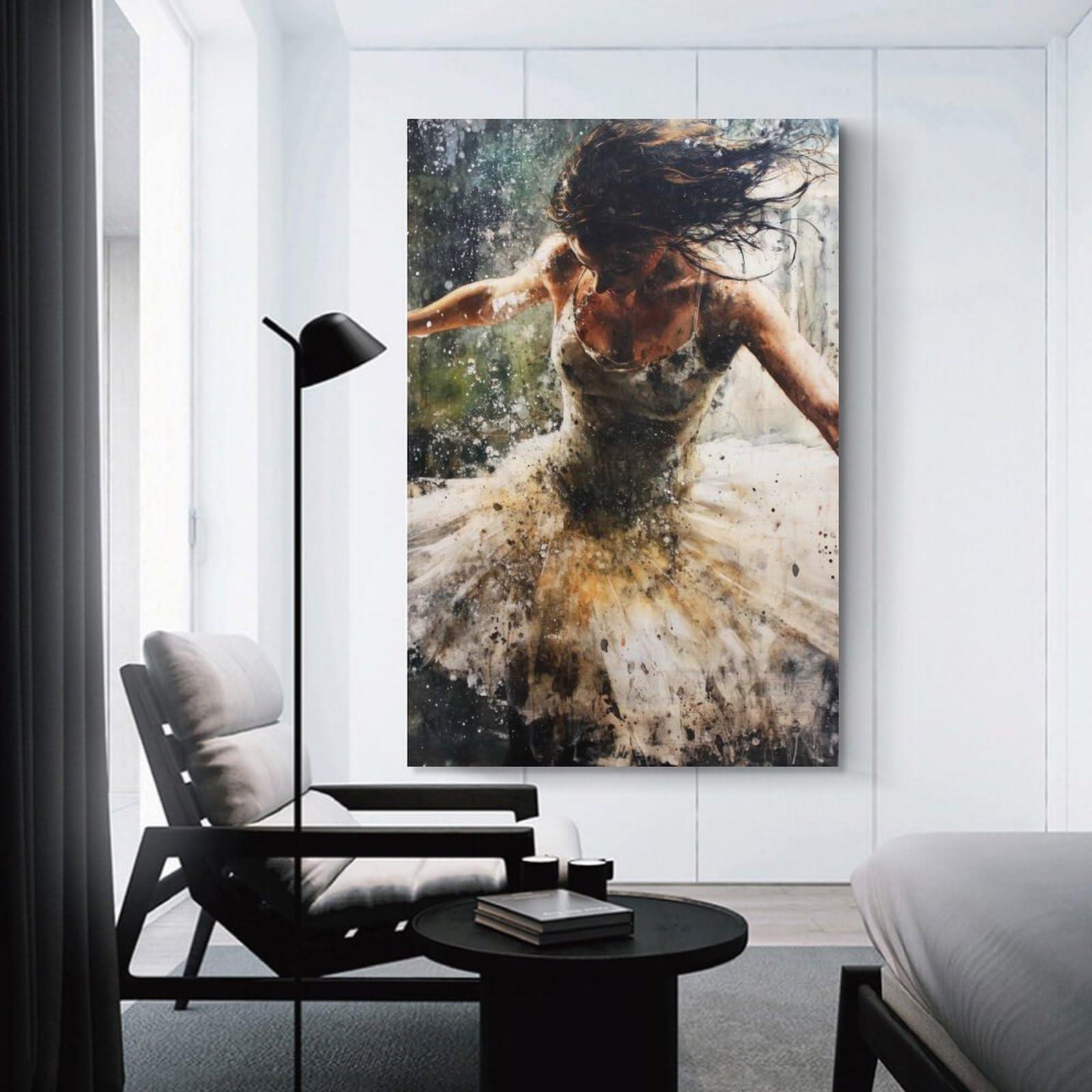 Junmoney Canvas Wall Decor Ballerina in Motion, 08x12inch(20x30cm), for Gallery Wall Layouts in Home Or Office, Home Wall Art for Statement Displays