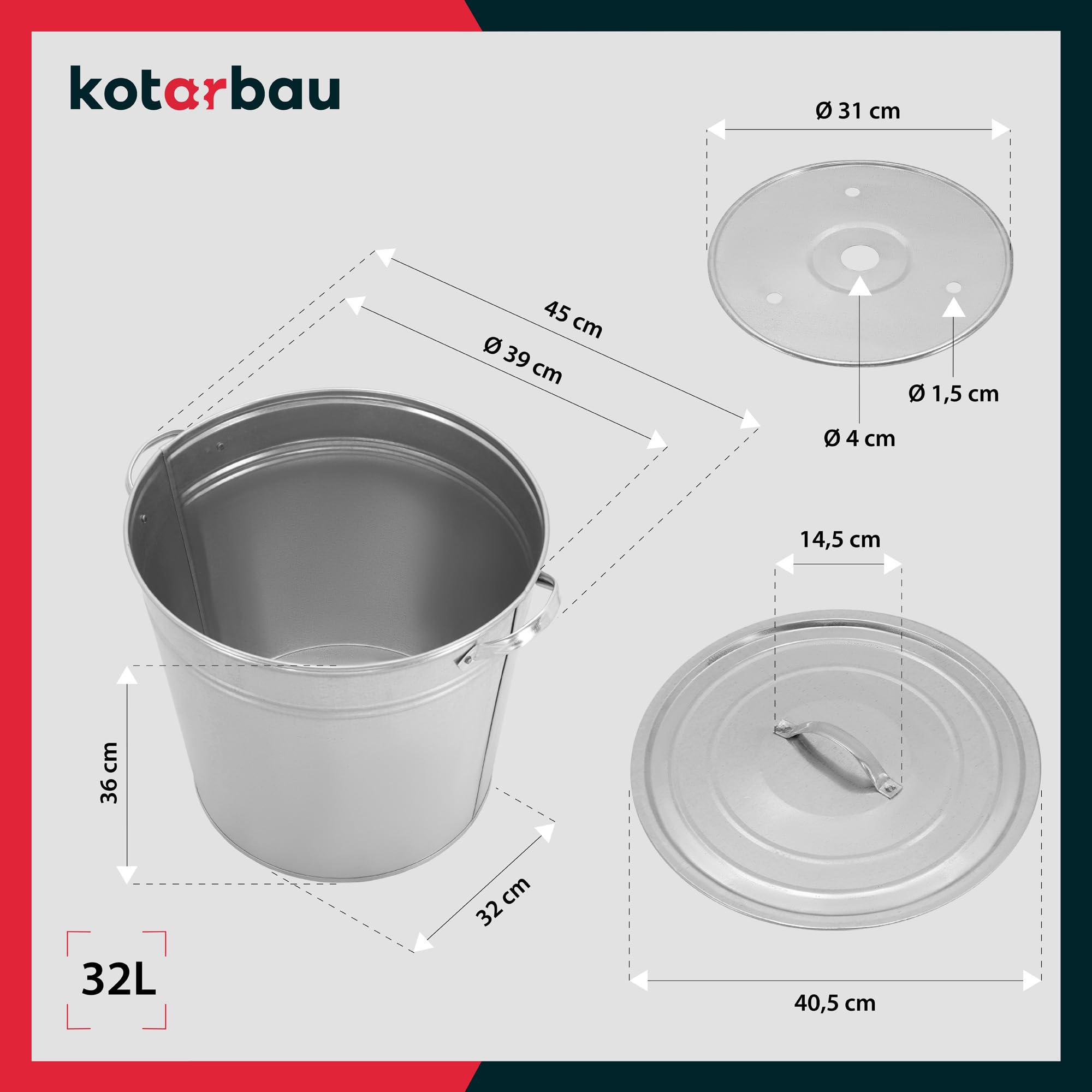 KOTARBAU® Einkochtopf 32 Liter mit Deckel & Zwischenboden, verzinkter Stahl