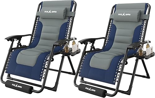Miniatura 16 de Amopatio Silla de gravedad cero con portavasos para patio al aire libre con reposapiés y reposacabezas para interiores y exteriores, soporta 400