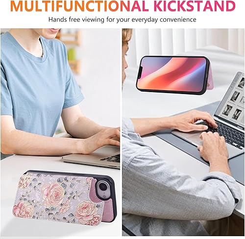 Miniatura 117 de UEEBAI Funda tipo cartera para iPhone 15 Pro Max con tarjetero, cubierta de cuero PU con soporte, bloqueo RFID, doble cierre magnético, relieve de