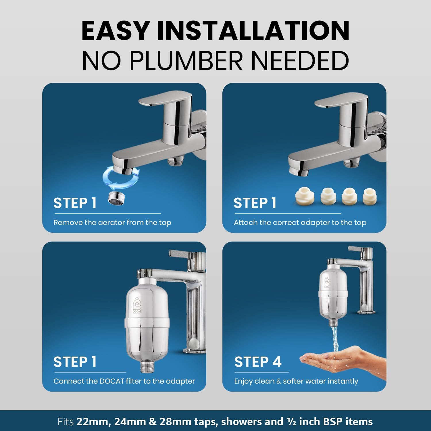 DOCAT Hard Water Filter - Cleaner Showers & Taps -6 DOCAT Hard Water Filter - Cleaner Showers & Taps -6