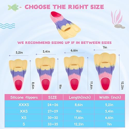 Miniatura 4 de Aletas de entrenamiento de natación para niños, cómodas aletas cortas de silicona para aletas de natación, tamaño de viaje para niños con bolsa de