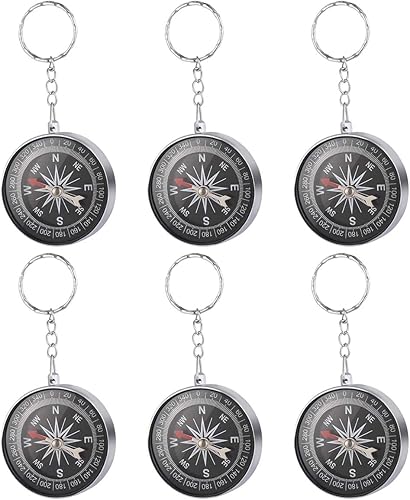 Toyvian 12 llaveros de brújula – Colgante de brújula pirata de aleación para niños, recuerdos de fiesta temática de viaje, decoraciones de