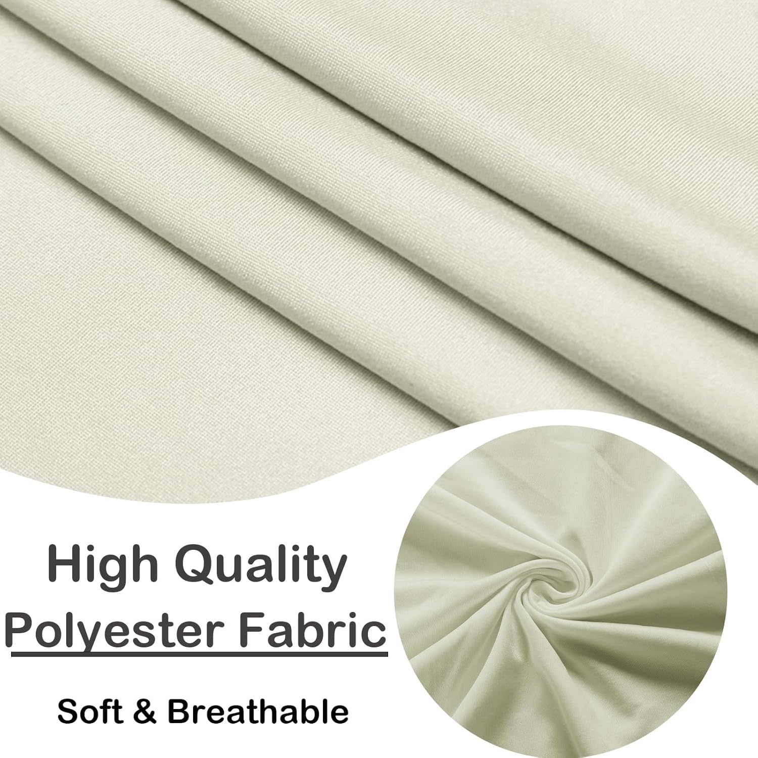 Qubjus 6 Pack Stretch Spandex Dining Chair Covers with Skirt – Washable & Fitted Slipcovers for Dining Room Chairs, Weddings, Home, Hotel Decor – Beige