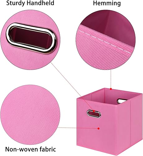 Vista 241 de Cubos de almacenamiento plegables negros, caja de almacenamiento de tela, cestas organizadoras con asas dobles para organizador del hogar