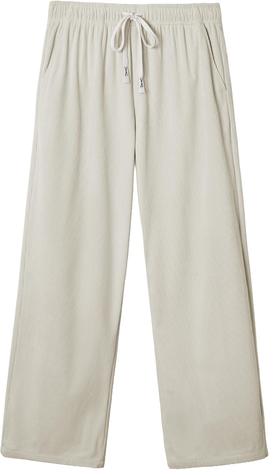 JMIERR Mens Corduroy Pants Casual Baggy Pants Wide Leg Loose Fit Joggers Sweatpants Elastic Waist Drawstring with Pockets - Image 9