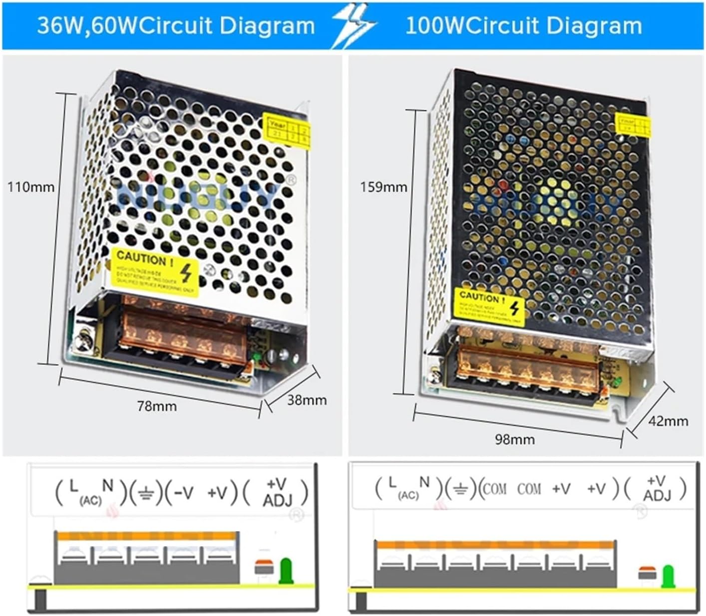 1 PCS DC 12V 24V Switching Power Supply 2A 3A 4A 5A 8A 10A 15A 20A 25A 30A 40A Transformer Power Adapter AC-DC LED Driver Converter(9V_100W)