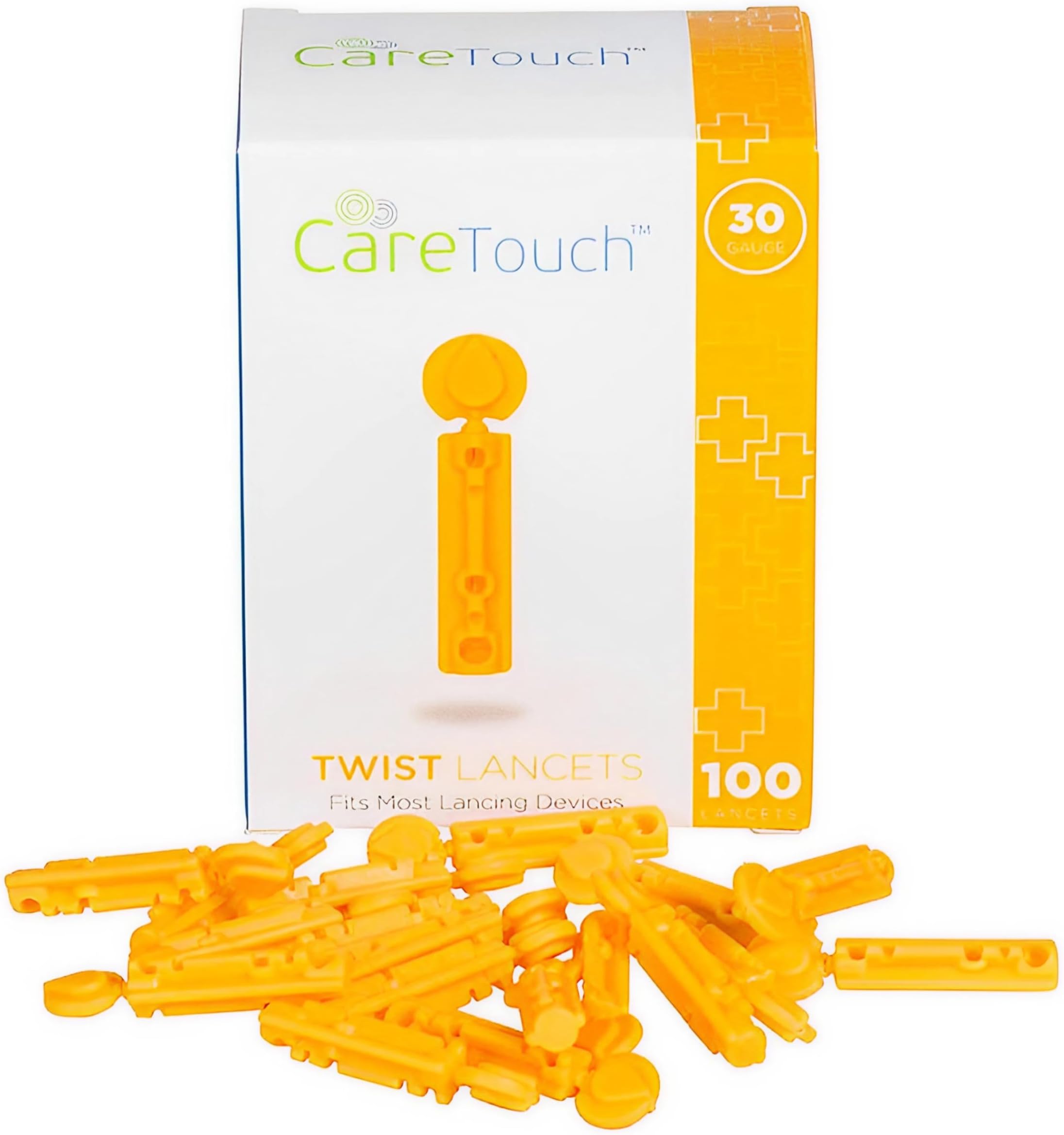 Pack of 100, Twist Top Lancets 30 Gauge - Single Use Blood Sugar Lancets with Smooth Tri-Beveled Tip for Diabetes Testing - Disposable Glucose Lancet for Daily Blood Sugar Monitoring