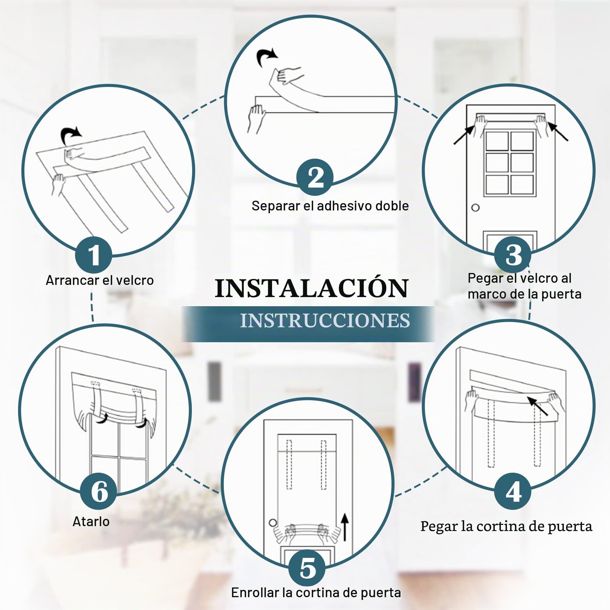 PONY DANCE Cortina de Puerta Translúcida con Adhesivas Cortina de Puerta Interior Protección de la Intimidad Cortinas de Cocina para Puerta Decoración Hogar, 70 x 180 CM, Blanco, 2 Piezas