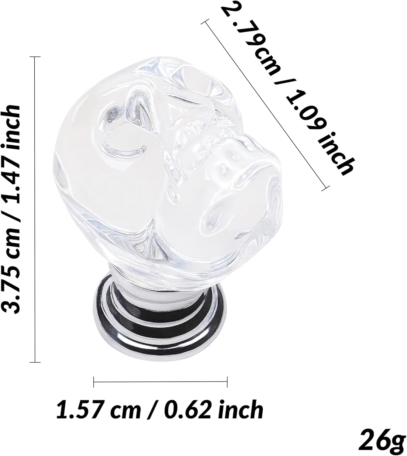 Toilet Button Pusher for Long Nails, Toilet Button Helper, Toilet Seat Lid Lifter Accessories, Skull Top Push Button Aid, Nail Protection Flush Assistant (2 Pack/Clear Glass)