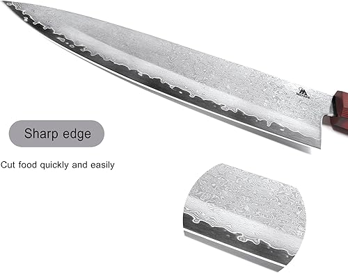 Miniatura 4 de Miyake Cuchillo de chef  Cuchillo de cocina profesional japonés de Damasco Gyuto de 8 pulgadas, cuchillos de chef japoneses de acero súper afilado,