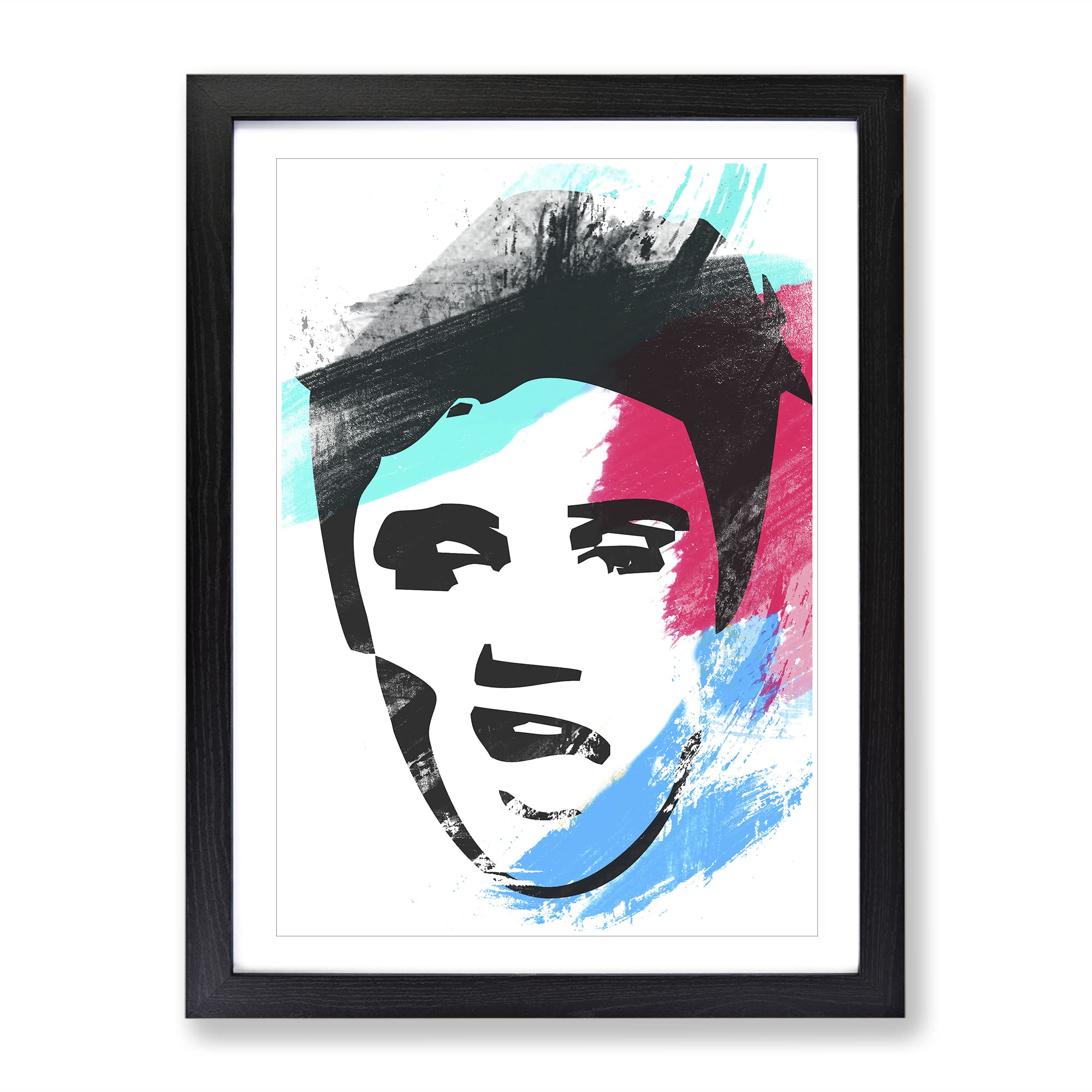 Elvis Presley Face Art V2 Modern Framed Wall Art Print, Ready to Hang Picture for Living Room Bedroom Home Office Décor