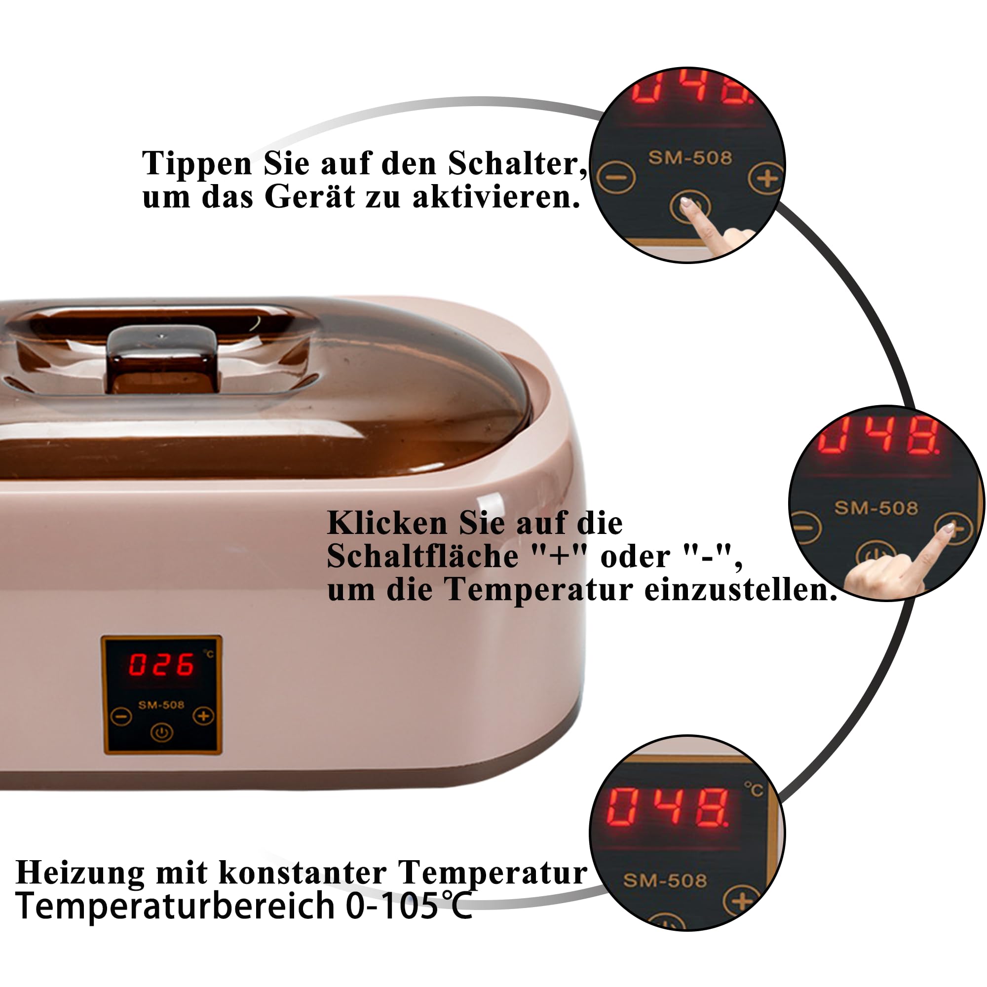 Bain de paraffine 4 litres multifonctionnel mains et pieds avec cire et technologie LED