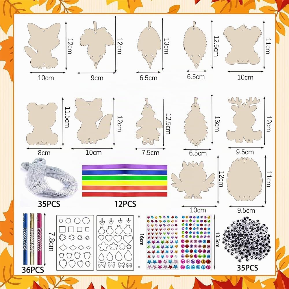 Lot De 72 Pièces Pour Carillon éolien Enfant – Peinture Sur Bois, Bricolage Automnal Décoratif, Cadeau Anniversaire