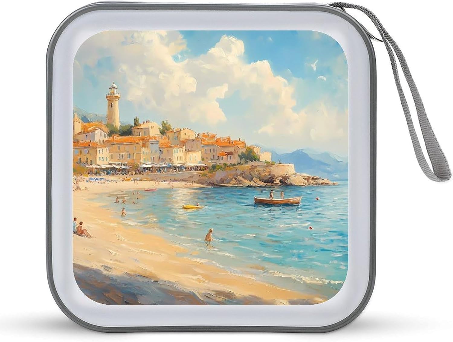 Bay Beach Ocean Port Town Protective CD Case Storage Rack 40 Capacity DVD Holder Organizer Car Travel