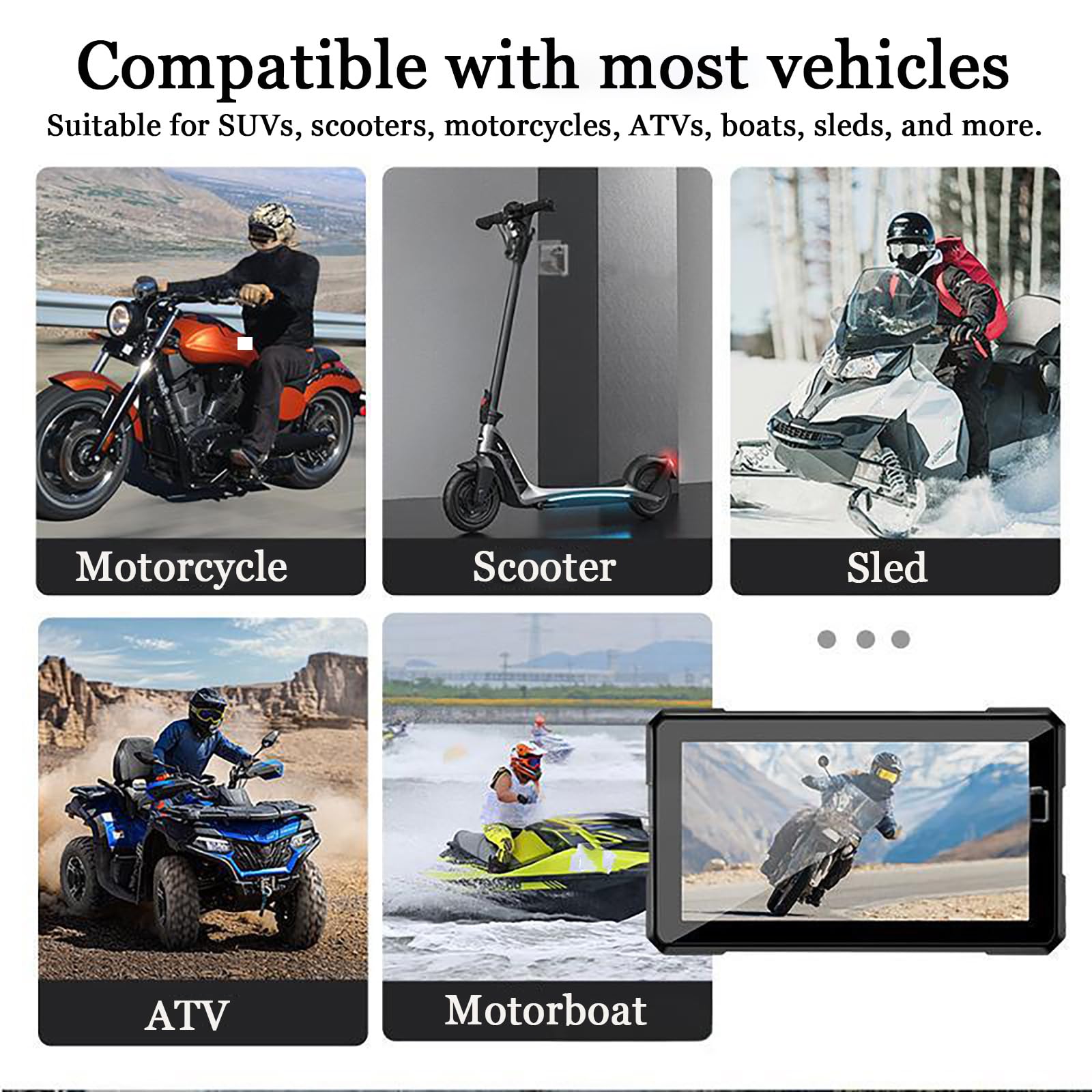Navigatore GPS Moto per Crf 1000l Africa Twin, Schermo GPS Carplay per Moto, Display Touch 5" IP67 Impermeabile, Supporto Manubrio Universale per Moto/Scooter