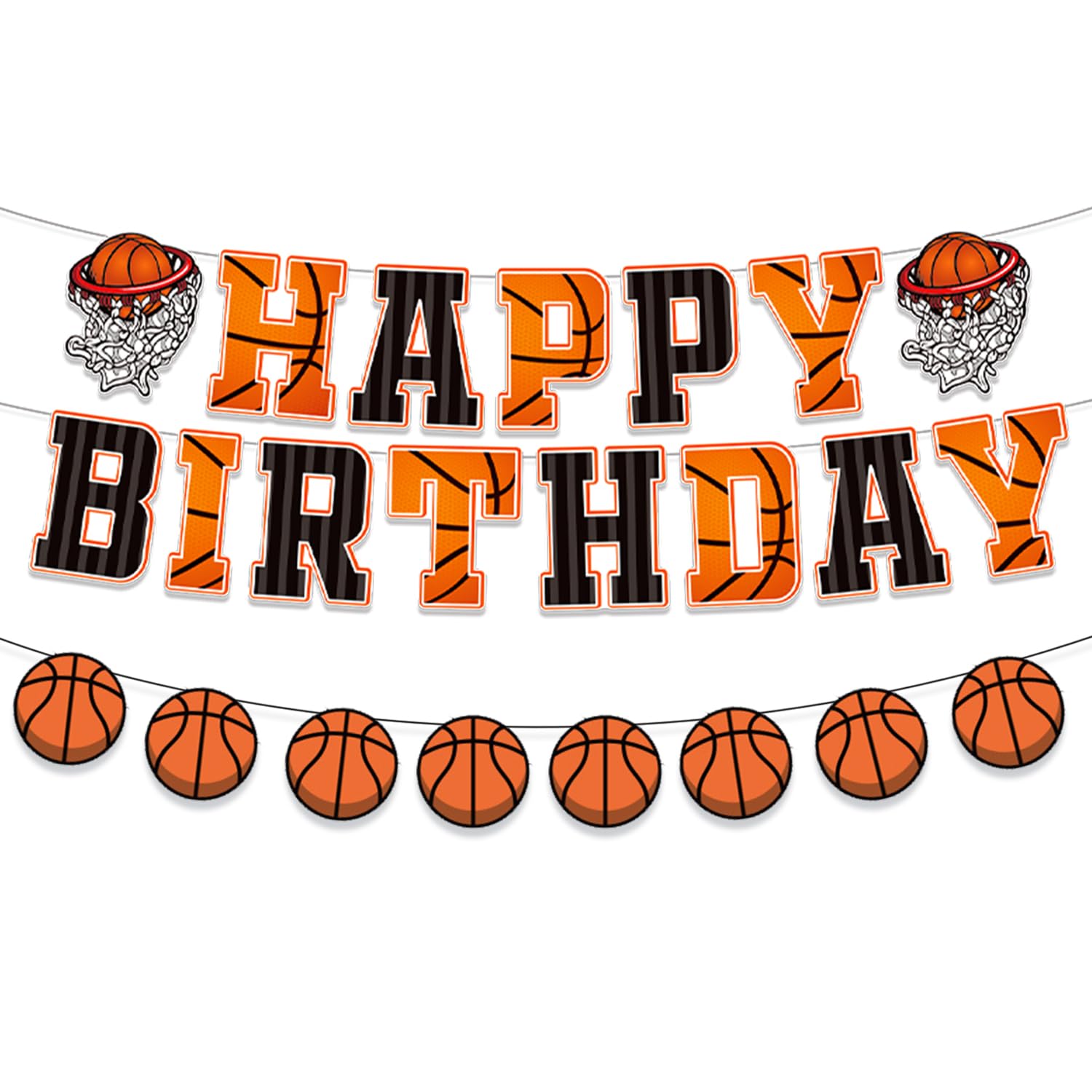 PANRRPERS Basketball Happy Birthday Banners Party Decorations，Garland Birthday Party Sign for Kids Teenagers Boys Men