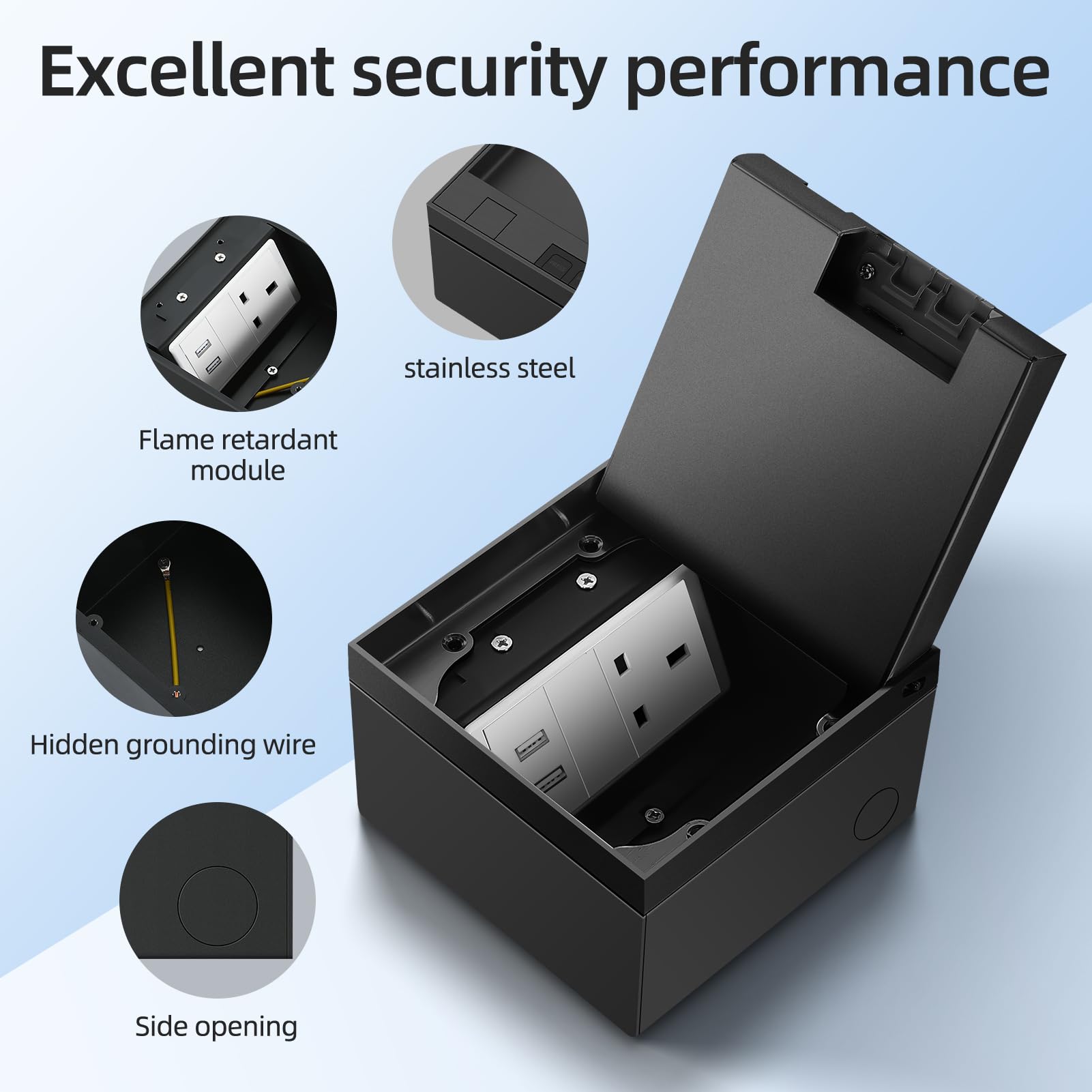 Ahfiwaso 20 Amp 120-Volts Pop-Up Floor Electrical Outlet In Black With USB Ports And Tamper Resistant 27CSA21-1039 - The Home Depot - View #14