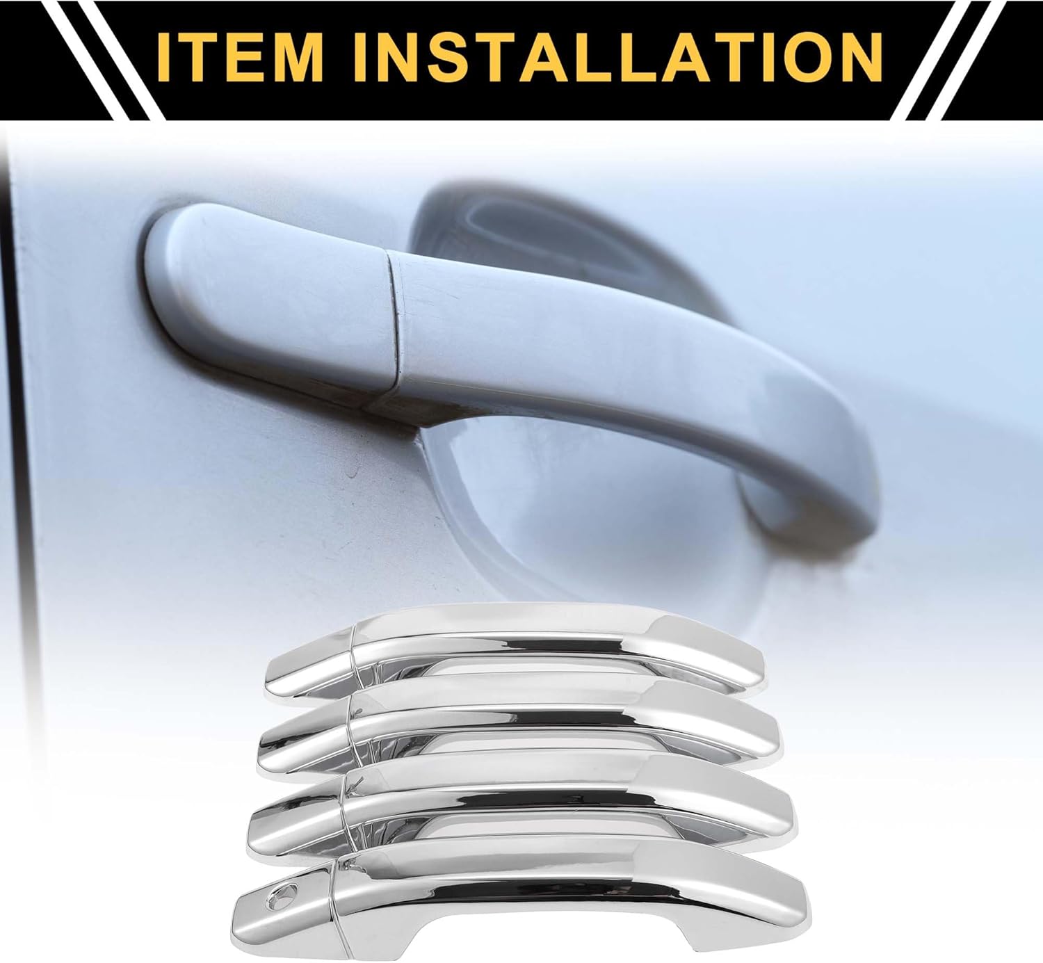 4pcs Exterior Door Handle Cover Car Door Handle Protector for Chevrolet Silverado 1500 2014-2024 Car Door Handle Protector without Keypad ABS Chrome Silver Tone