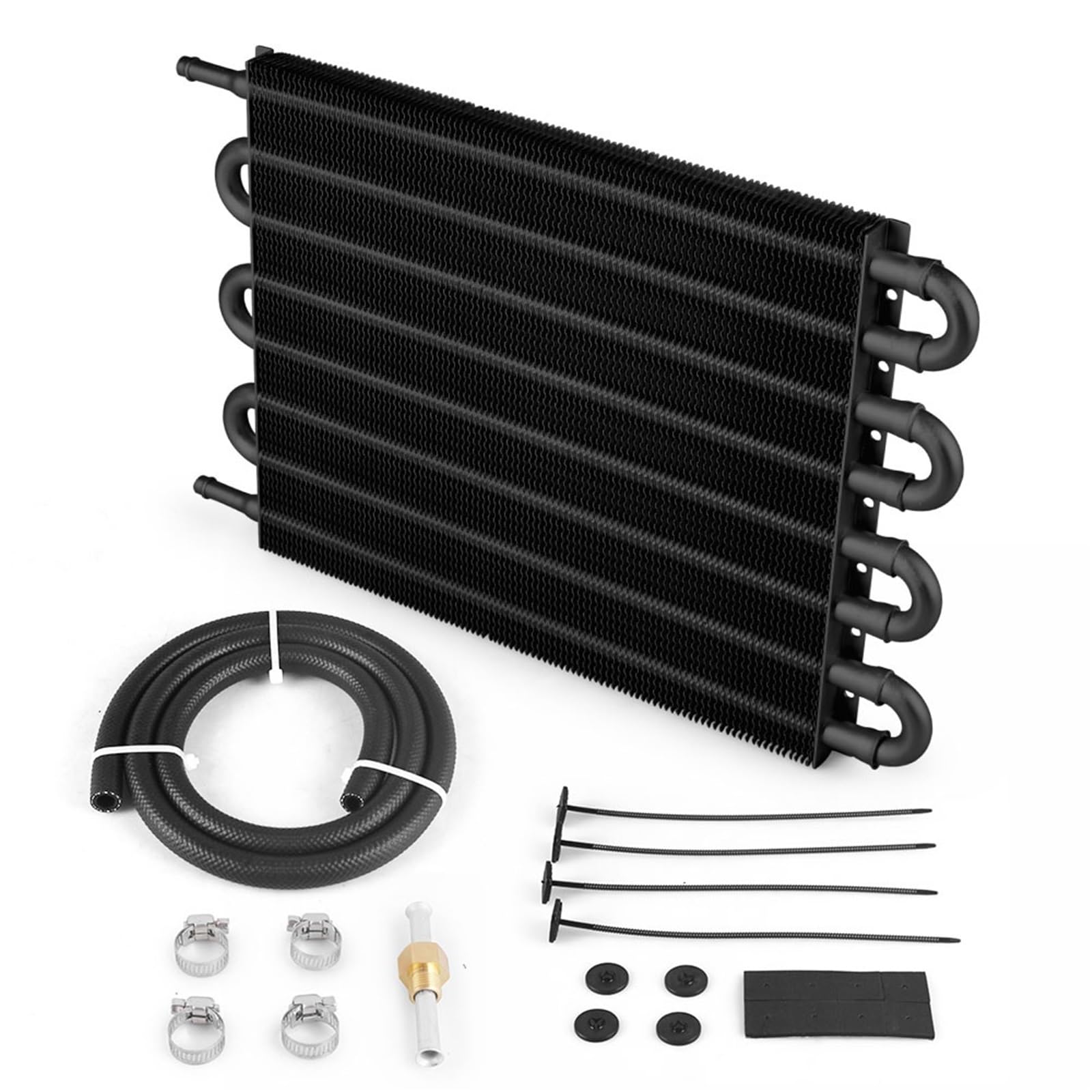 4 Row 6 Row 8 Row Universal Aluminum Remote Transmission Oil Cooler Auto-Manual Radiator Converter Kit Transmission Oil Cooler(8 Row Black)