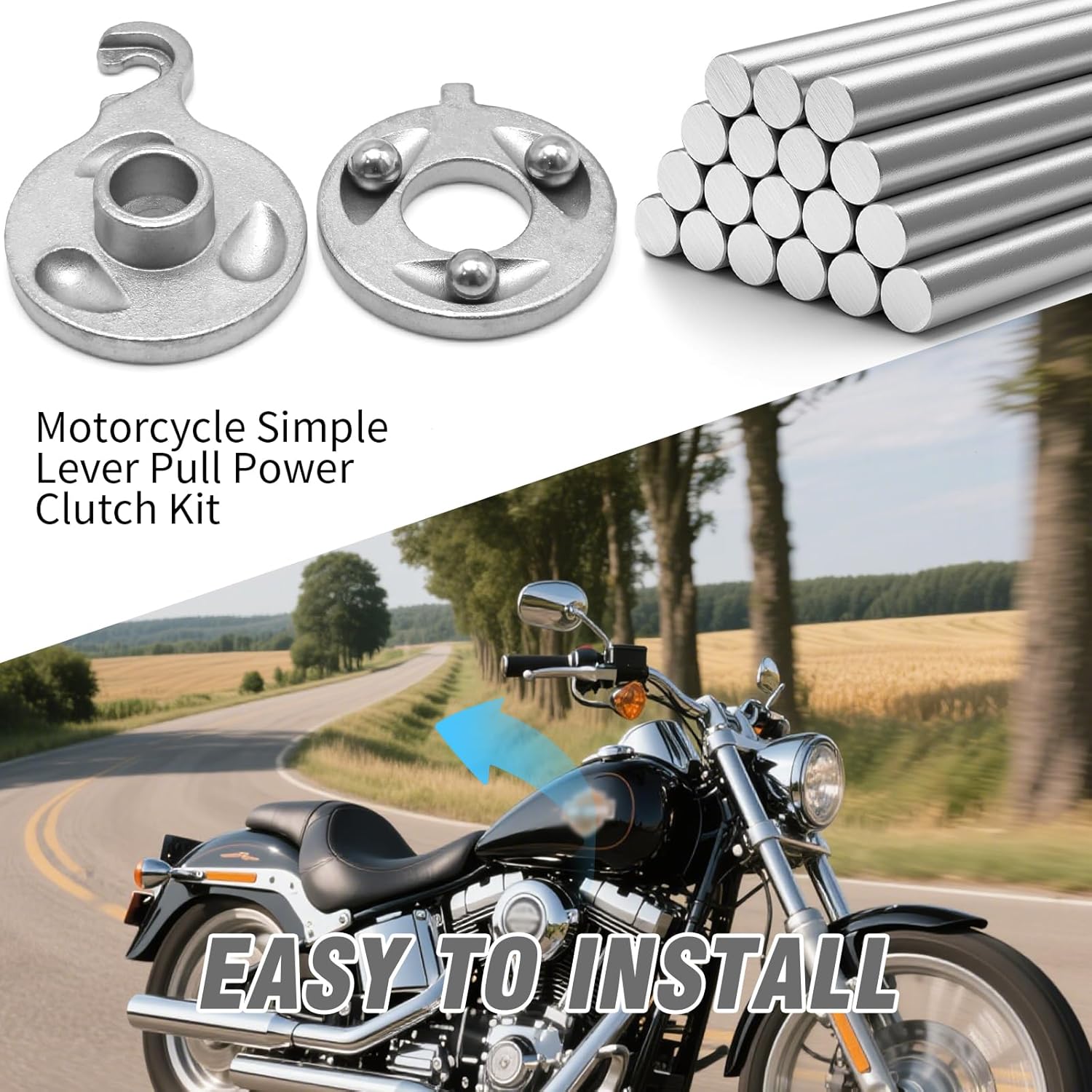 Motorcycle Easy Lever Pull Power Clutch Kit, Replacement for Harley Dyna 1987-2017 Softail 1987-2022 Touring 1987-2022 Big Twin Models 1987-Up