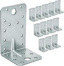 12 x Angle Brackets (90 x 50 x 55 x 2.5) Heavy Duty Corner Sleeper Bracket with Beading Timber Wood Metal Joining Fixing L Galvanised Steel Sheet Connector