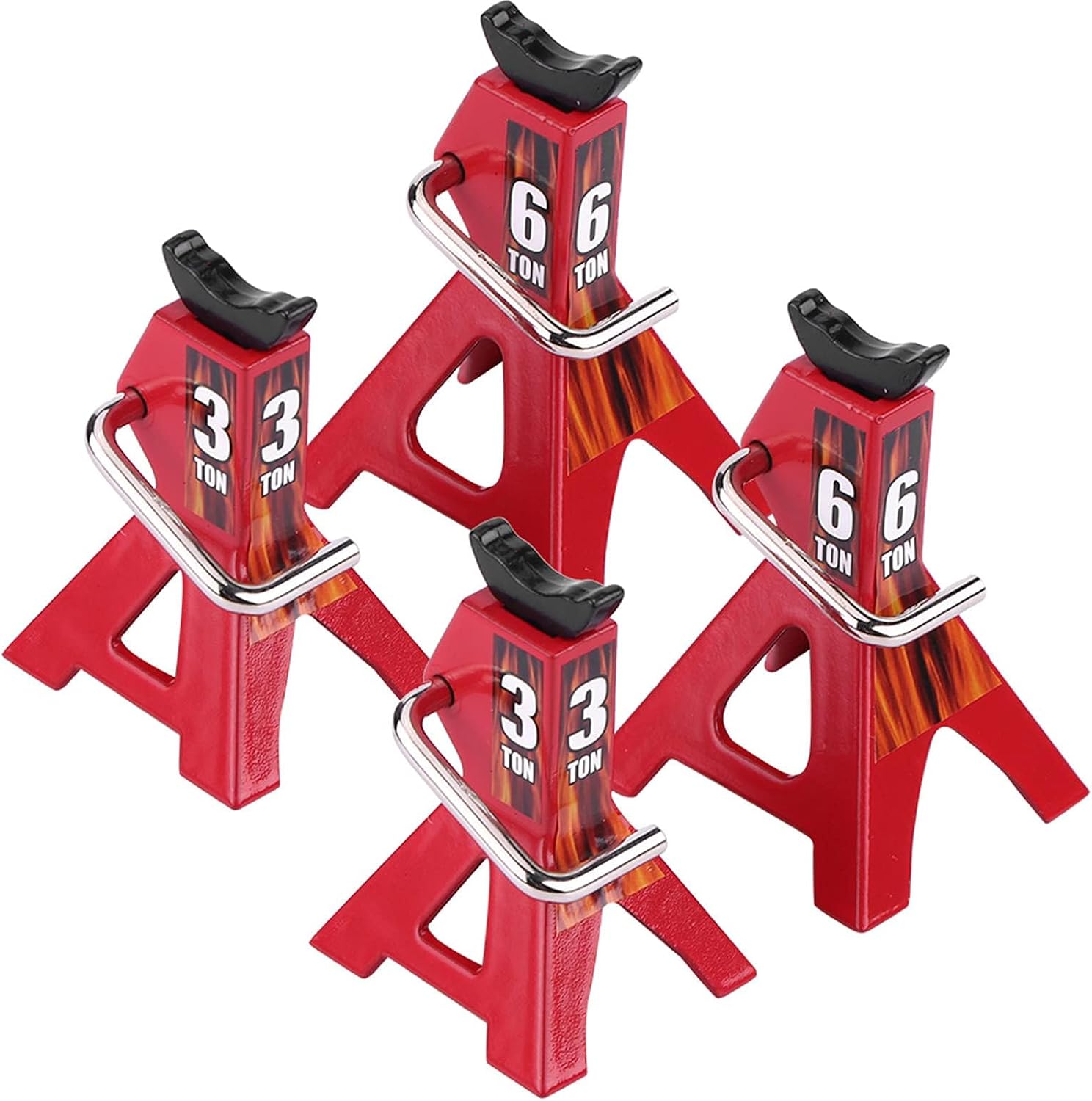 Simulation Jack Stands 4Pcs, Red Metal 3/6 Ton