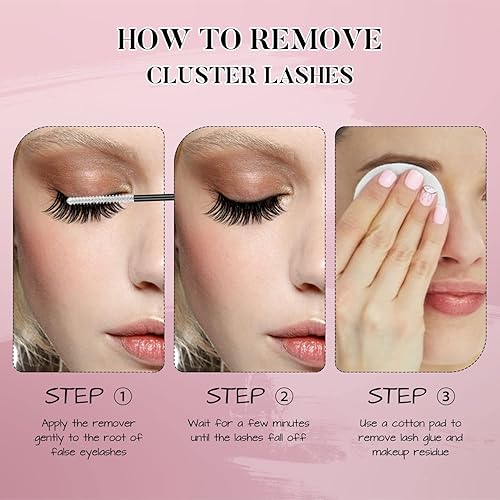 Miniatura 6 de MilyBest Kit de pestañas individuales, racimos de pestañas, pegamento de pestañas para unir y sellar, impermeable, 144 piezas de pestañas en racimo